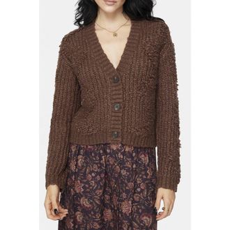 Disturbia Aubrell Wave V-Neck Knit Cardigan in Brown at Nordstrom, Size X-Large