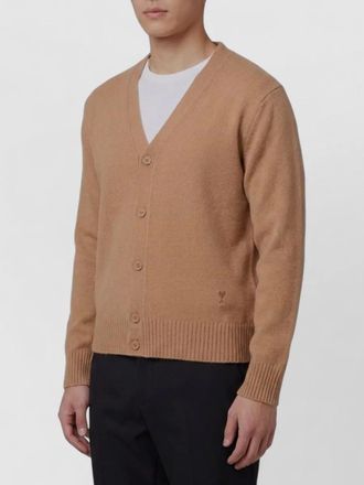 Ami cashmere v-neck ribbed regular-fit cardigan