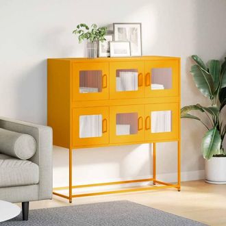 Berkfield Home Sideboard Mustard Yellow 100.5x39x107 cm Cold-rolled Steel