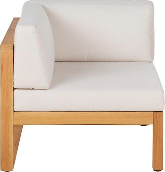 Maisons du monde M&oacute;dulo esquinero para sof&aacute; de exterior modulable de madera de eucalipto y poli&eacute;ster color crudo