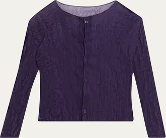 Issey Miyake Twisted Chiffon Plisse Cardigan