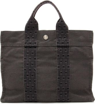 Herm&egrave;s Black Canvas Herline Pm Tote (Authentic Pre-Loved)