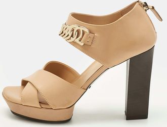 Tod's Tods Beige Leather Chainlink Sandals