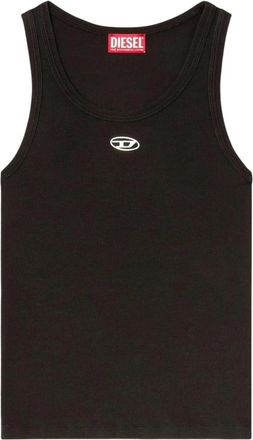 Diesel Ribbed-knit Logo-plaque Top - Dames - Tops zonder mouwen - Zwart - M - Katoen - Tops