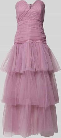 Lace & Beads Abendkleid mit V-Ausschnitt in Rose, Größe XXS