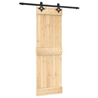 Berkfield Home Sliding Door with Hardware Set 70x210 cm Solid Wood Pine in Light Tan