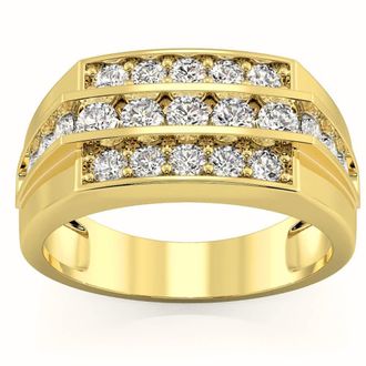 Pompeii3 1 1/2Ct Mens Diamond Wedding Annivesary Ring Gold Lab Grown