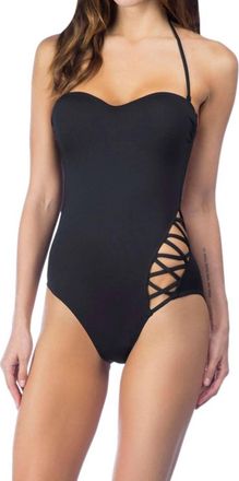 Kenneth Cole Bandeau One Piece Swimsuit In Solid Black