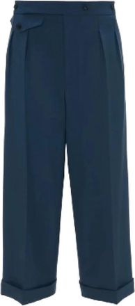 Victoria Beckham Wijde Cropped Broek met Pijpen - Dames - Wijde Broeken - Blauw - XS - Katoen - Broeken