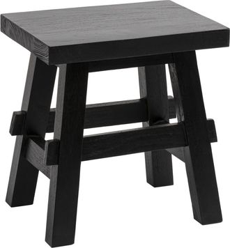 Jonathan Y Designs Revine Rustic Farmhouse Solid Mindi Wood Handcrafted Accent Stool in Black at Nordstrom