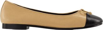 Tory Burch Cap Toe Ballerina - Leer - Beige - Dames - Ballerinas - Beige - 41 EU - Leer - Schoenen