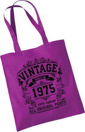 Bang Tidy Clothing 50th Birthday Gifts For Women - Cotton Tote Bag For Her - Funny Original Parts Born In 1975 - Present Bag Gift Wrapping - Mag