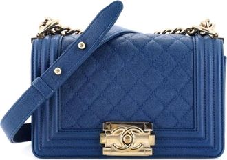 Chanel Boy Flap Bag Quilted Caviar Small crossbody bag - Blauw