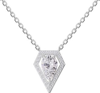 Diamond2Deal 925 Sterling Silver 1.5 ct Pear Cut Lab Grown Diamond Pendant Necklace 18