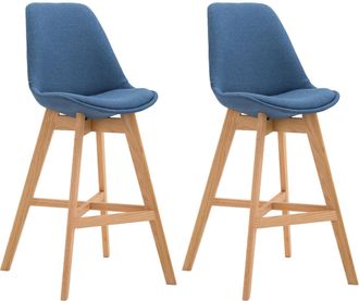 Clp Set 2x Taburete Cannes En Tela Azul Natural