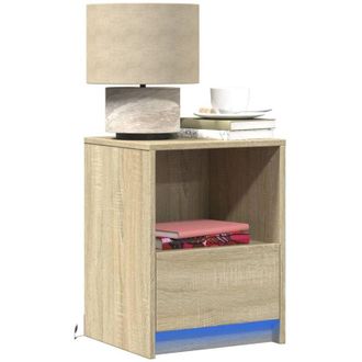 vidaXL Comodini con Luci led 2pz Rovere Sonoma in Legno Multistrato - Vidaxl