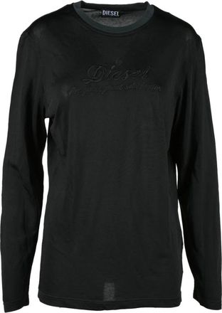 Diesel Casual Rayon-Katoenen T-shirt - Dames - Longsleeves - Zwart - M - Katoen - Tops