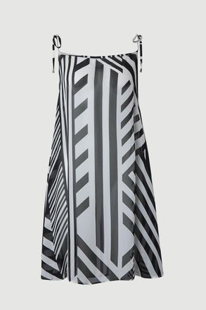 Karen Millen Womens Viscose Georgette Mono Stripe Beach Skirt - Monochrome Multi - Size X-Small