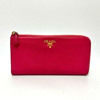 Prada Pink Leather Long Wallet (Bi-Fold) (Pre-Owned)