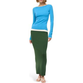 Staud Carilo Colorblock Long Sleeve Dress in Jungle/Sky/Ivory at Nordstrom Rack, Size X-Large