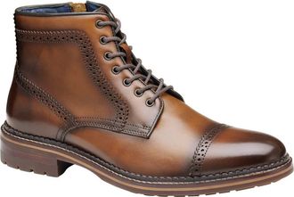 Johnston & Murphy Benton Leather Cap Toe Boot in Tan Full Grain at Nordstrom, Size 10.5