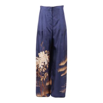 Max Mara Broeken, Dames, Blauw, M, Leer, Pantalone lungo Msemappa