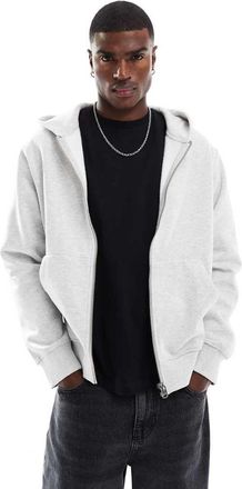 Jack & Jones Felpa grigio chiaro oversize pesante 400 gsm con cappuccio e zip