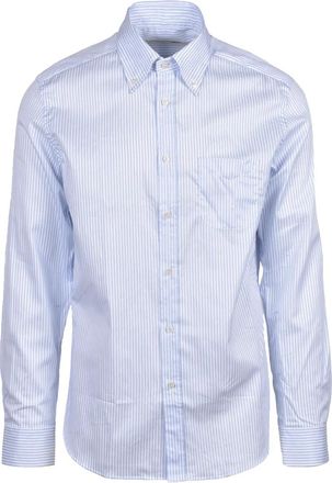 Deuxieme Shirt White/Sky Blue Striped Cotton Shirt