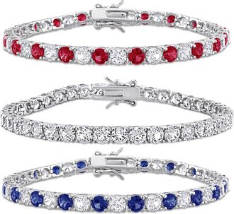 Mimi & Max 43ct TGW Created Ruby Created Blue White Sapphire Tennis Bracelet 3-Piece Set