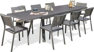 DCB Garden Conjunto de comedor de jardín 8 plazas de aluminio