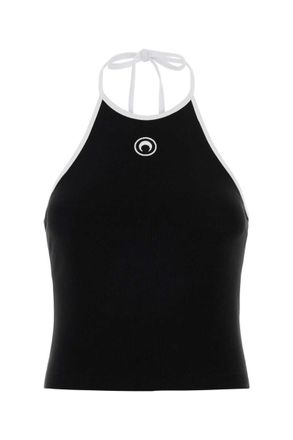 Marine Serre Black Halter Neck Tank Top