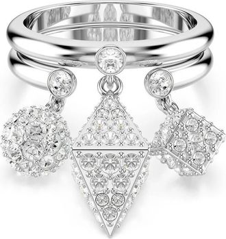 Swarovski Dextera Ring Set - Dames - Ringen - Grijs - 55 MM - Tweed - Accessoires