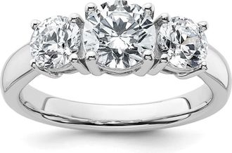 Diamond2Deal 14k White Gold 2 Ct Lab Grown Diamond Three Stone Engagement Ring