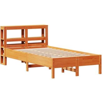 vidaXL Cama Sin Colch&oacute;n Madera Maciza De Pino Marr&oacute;n Cera 100x200 Cm Vidaxl