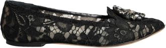 Dolce & Gabbana Zwarte Kant Kristal Ballet Flats - Dames - Ballerinas - Zwart - 35 EU - Schoenen
