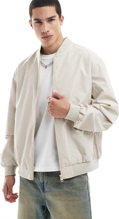 Jack & Jones oversized bomber jacket in cream-White