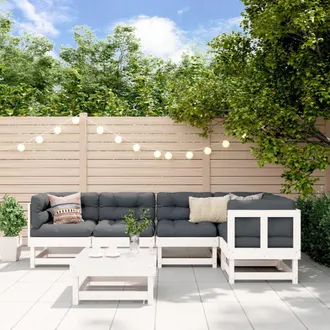 vidaXL Vidaxl - Juego De Muebles De Jard&iacute;n 6 Piezas Madera Maciza Pino Blanco