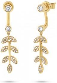 Allurez 0.47ct 14k Yellow Gold Diamond Leaf Ear Jacket Earrings With Studs