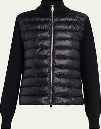 Moncler Padded Wool Zip-Up Cardigan