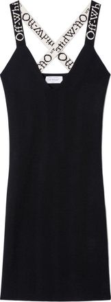 Off-white logo-jacquard mini dress - women - Viscose/Polyester - S - Black