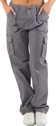 Janisramone Hamishkane Cargo Pants Women, Low Waist Open Hem Wide Leg Combat Trousers with Pockets, Loose Hiking Walking Ladies Cargo Pants, Outdoor Streetwear, C