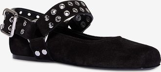 Alaia Wildleder-Ballerinas mit Riemchen und &Ouml;sen Biker