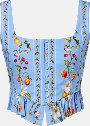 Agua Bendita Eslab&oacute;n printed cotton bustier top