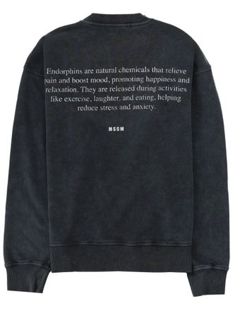 Msgm Print Cotton Sweatshirt - Charcoal