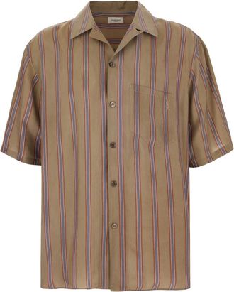 Saint Laurent Short Sleeve Shirts, male, Multicolor, Size: 2XL Cotton Short-Sleeve Cassandre Shirt