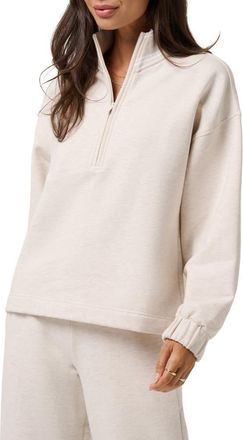 Travis Mathew Cloud Fleece Clubside Half Zip Sweatshirt in Heather Brazilian Sand at Nordstrom, Size Xx-Large