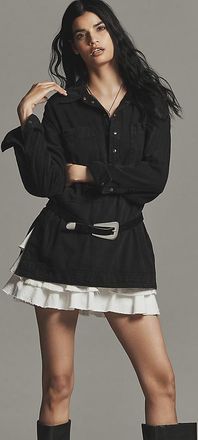 Pilcro Long-Sleeve Oversized Washed Henley Top