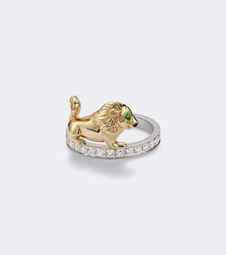 Yvonne L&eacute;on Yvonne L&eacute;on Alliance Lion 9kt yellow and white gold ring with gemstones