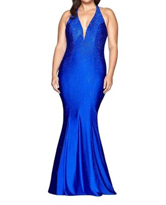 Faviana Sequin Halter Gown In Light Plum