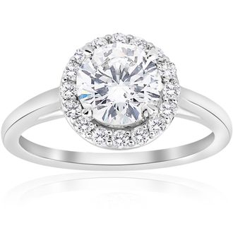 Pompeii3 1 3/4 ct Diamond Solitaire Round Halo Engagement Ring 14k White Gold Enhanced